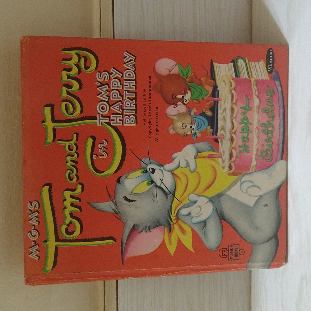 Vintage 1955 MGM's Tom & Jerry Tom's Happy Birthday Children's Tell-A-Tale Book